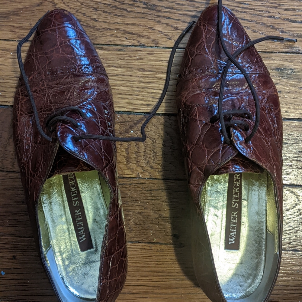 Brown ostrich lace up oxfords